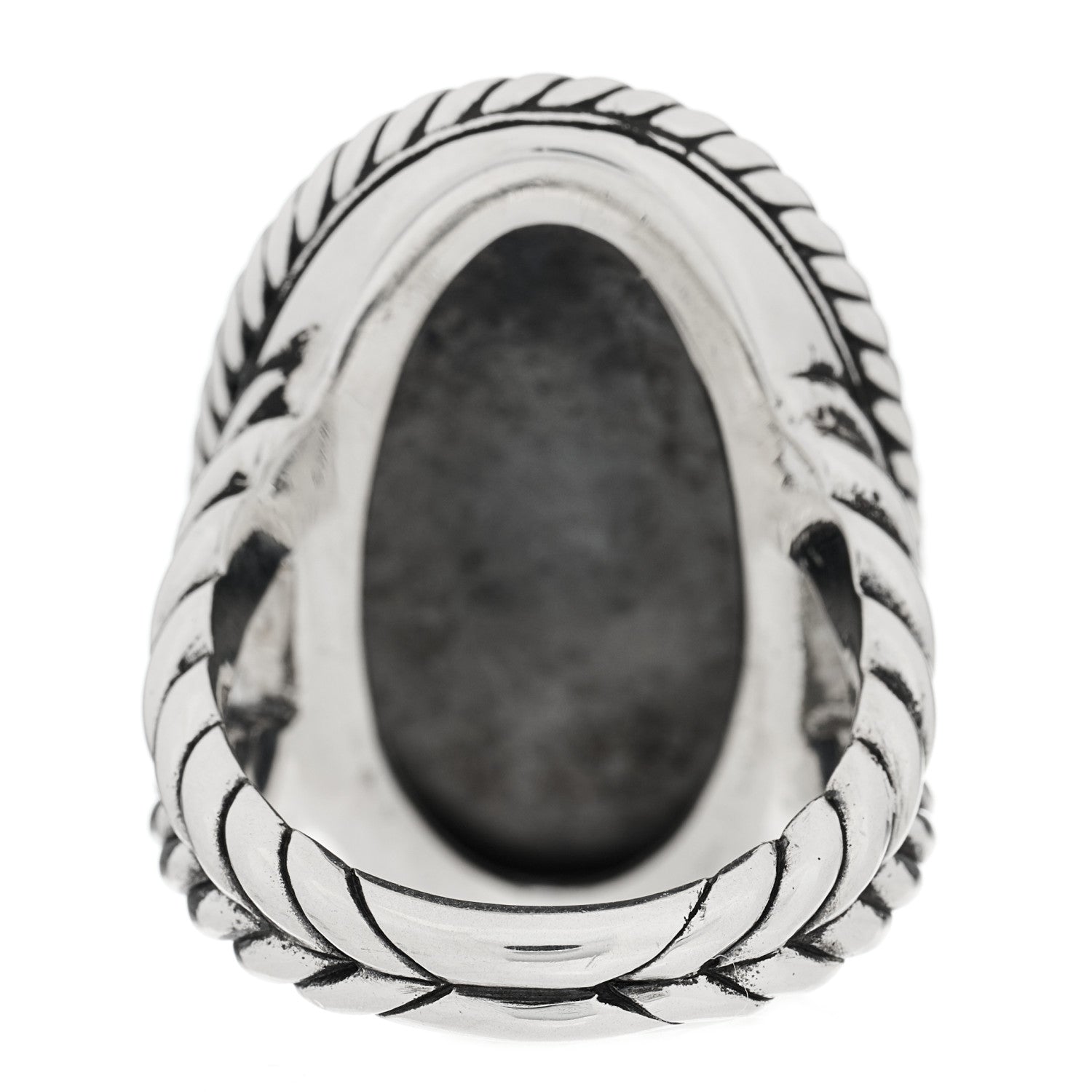 David Yurman Sterling Silver Diamond Cable Coil Ring 54 7 3 of 4