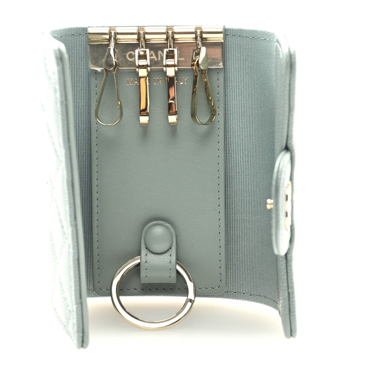 Caviar Quilted Classic 4 Key Holder Wallet Grey