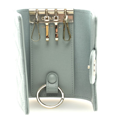 Chanel Caviar Quilted Classic 4 Key Holder Wallet Grey 5 of 9