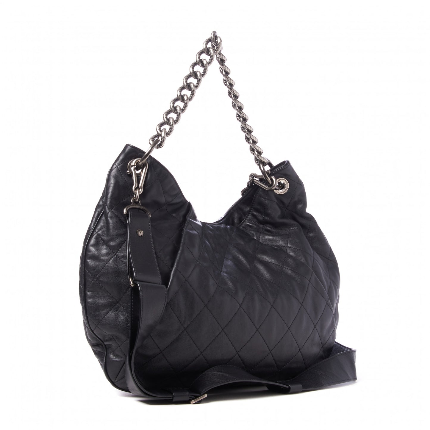 Calfskin Coco Pleats Hobo Black