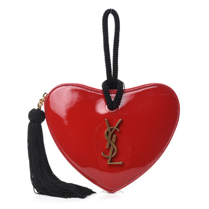Saint Laurent Patent Sac Coeur Heart Shaped Clutch Red 1 of 6