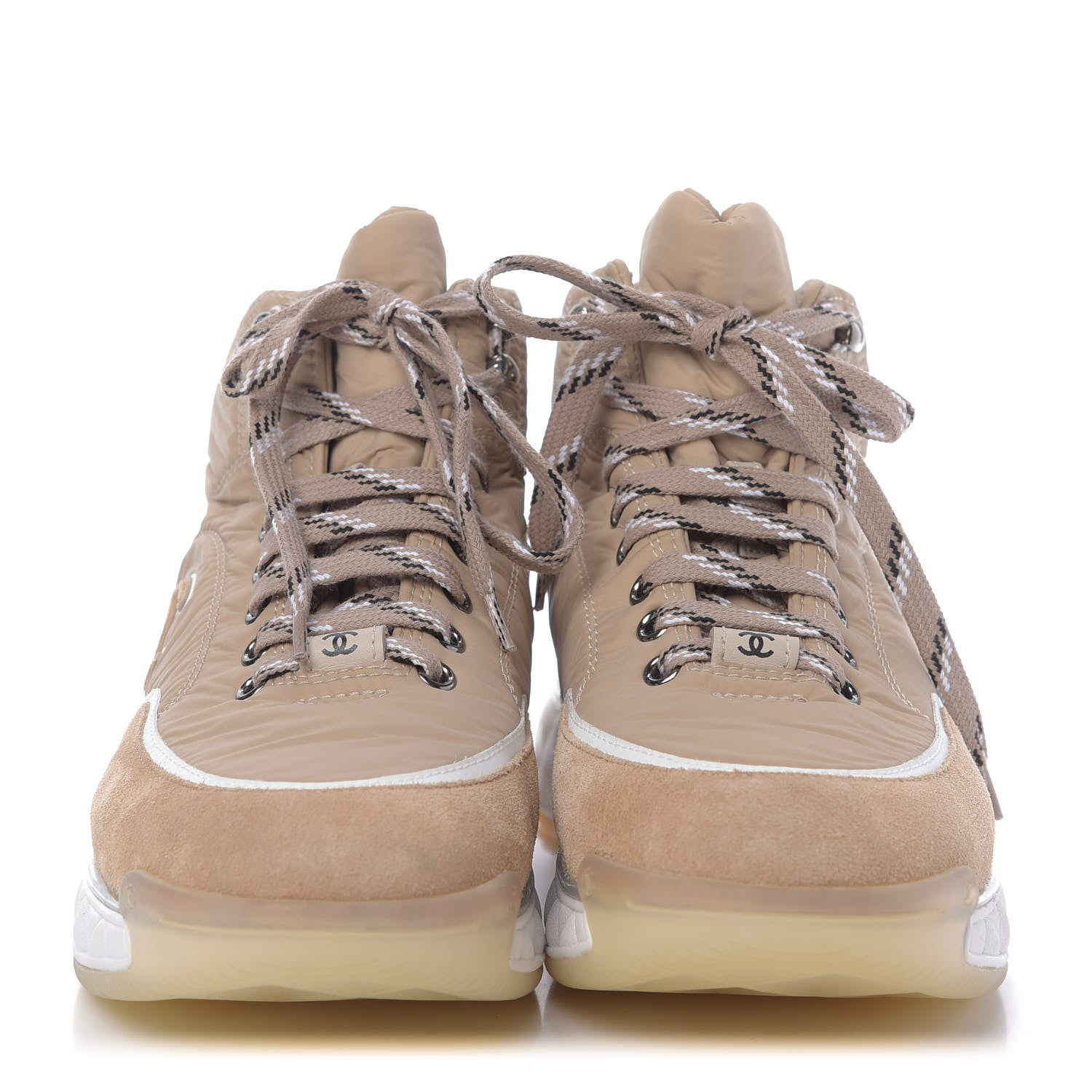 Chanel Fabric Suede Womens CC Sneakers 40 Beige 2 of 10
