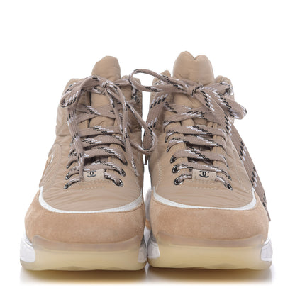 Chanel Fabric Suede Womens CC Sneakers 40 Beige 2 of 10