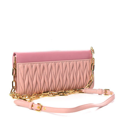 Miu Miu Nappa Matelasse Bicolor Wallet On Chain Loto Orchide 4 of 11