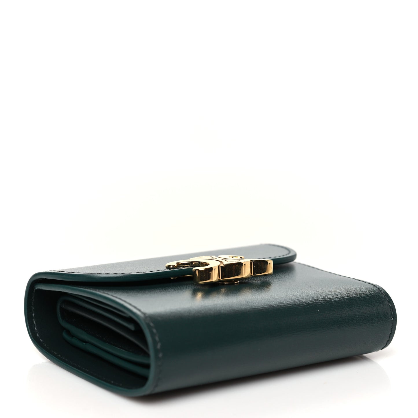 Shiny Calfskin Small Triomphe Wallet Amazone