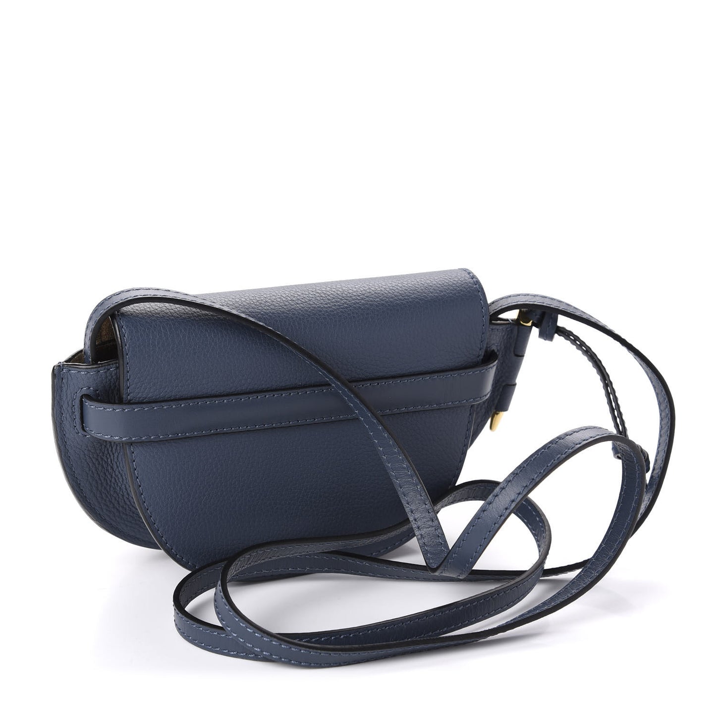 Grained Calfskin Mini Gate Crossbody Bag Steel Blue