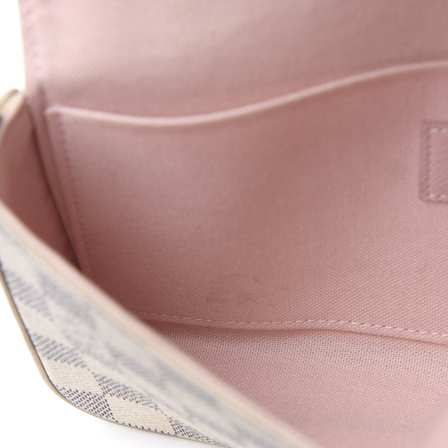 Damier Azur Pochette Felicie Chain Wallet Rose Ballerine