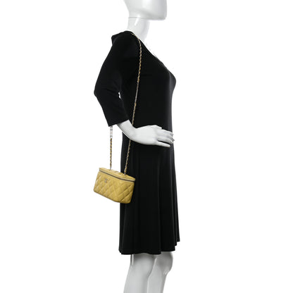 Chanel Caviar Quilted Small Tiny CC Vanity Case With Chain Yellow 2 of 11