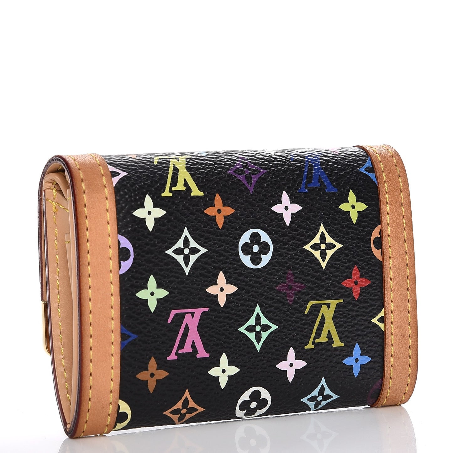 Monogram Multicolor Porte-Monnaie Plat Coin Purse Black