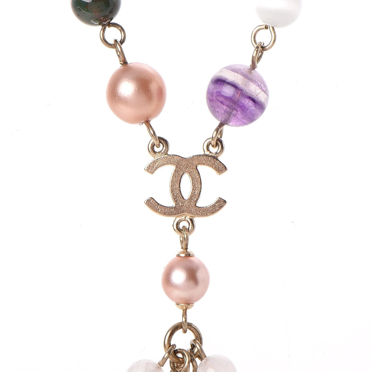 Beaded CC Long Necklace Multicolor