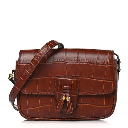 Celine Calfskin Crocodile Embossed Medium Tassel Bag Tan 1 of 9