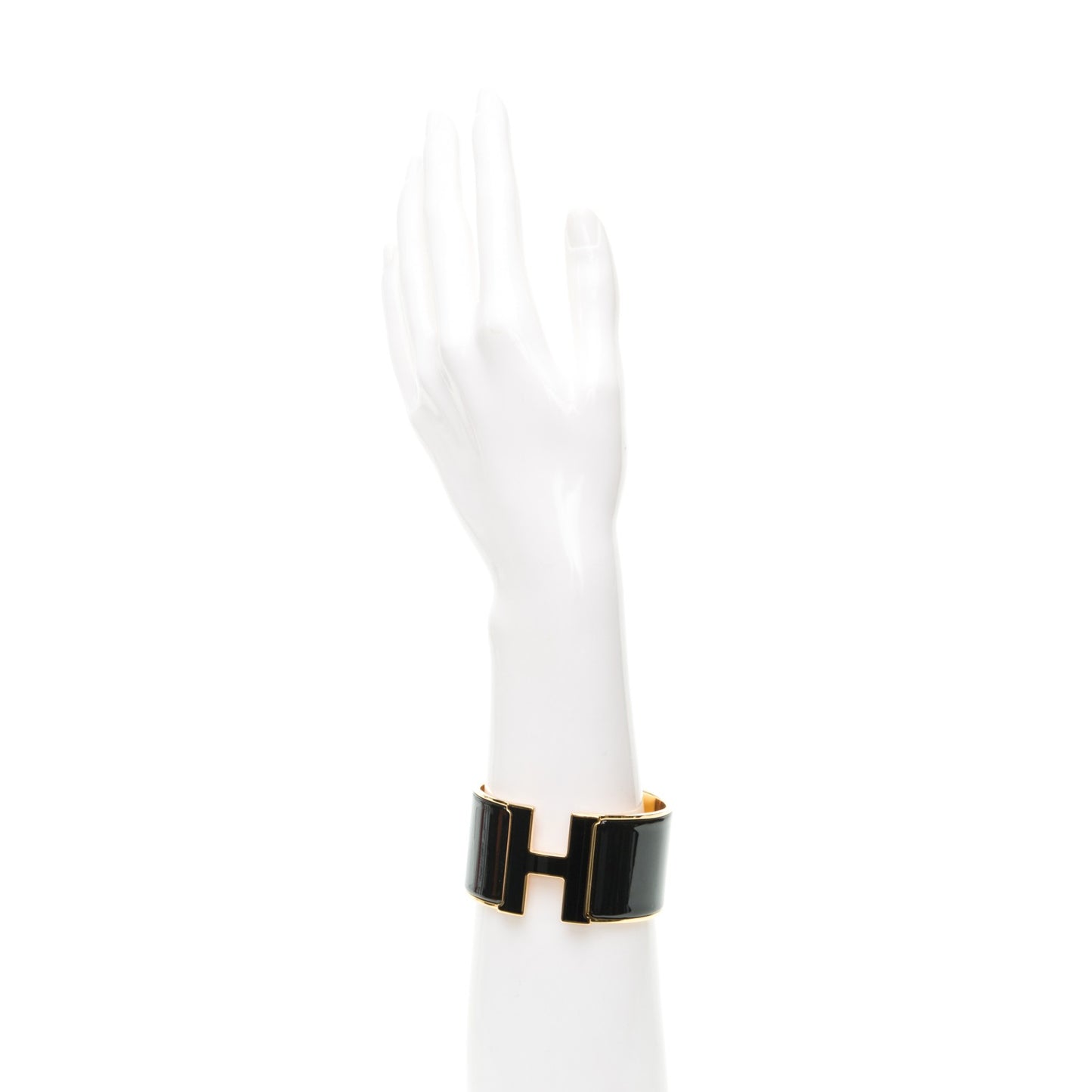 Enamel Extra Wide Clic Clac H Bracelet GM Black