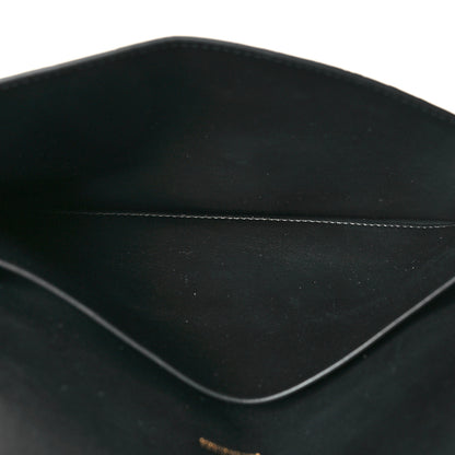 Balenciaga Shiny Calfskin Crocodile Embossed Hourglass Flap Flat Pouch Black 5 of 7