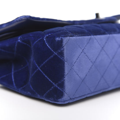 Chanel Velvet Quilted Medium Double Flap Navy Blue 10 of 13