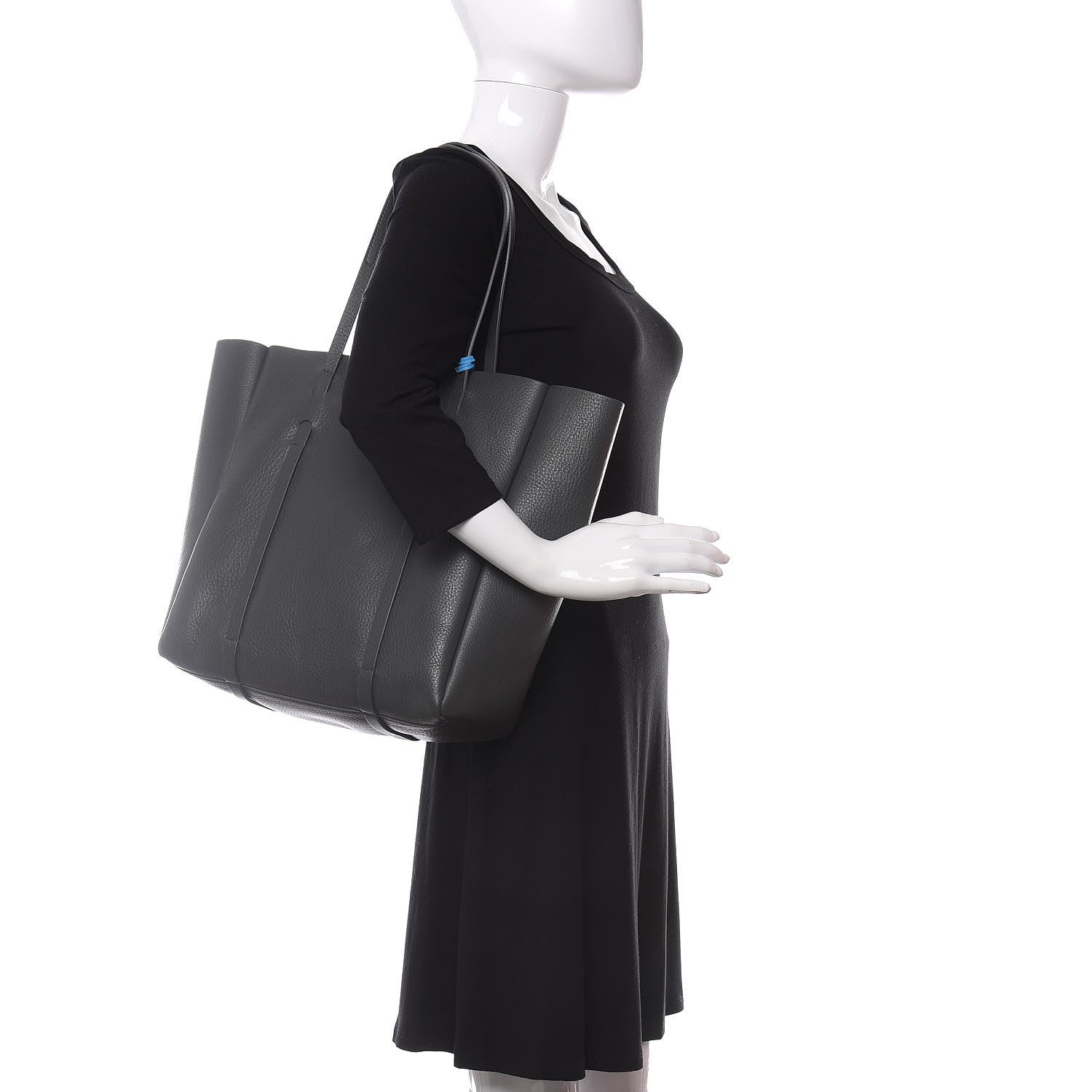 Balenciaga Veau Baltimore Double Sided Small Everyday Tote Gris Fossile Bleu Turquoise 2 of 10