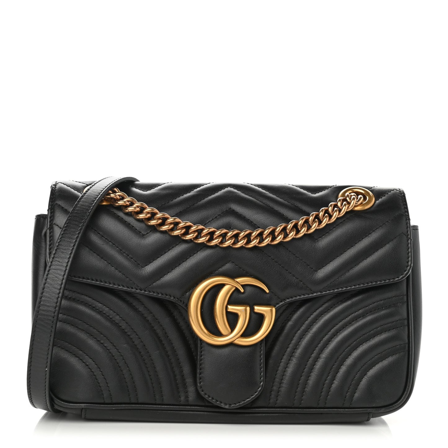 Calfskin Matelasse Small GG Marmont Shoulder Bag Black