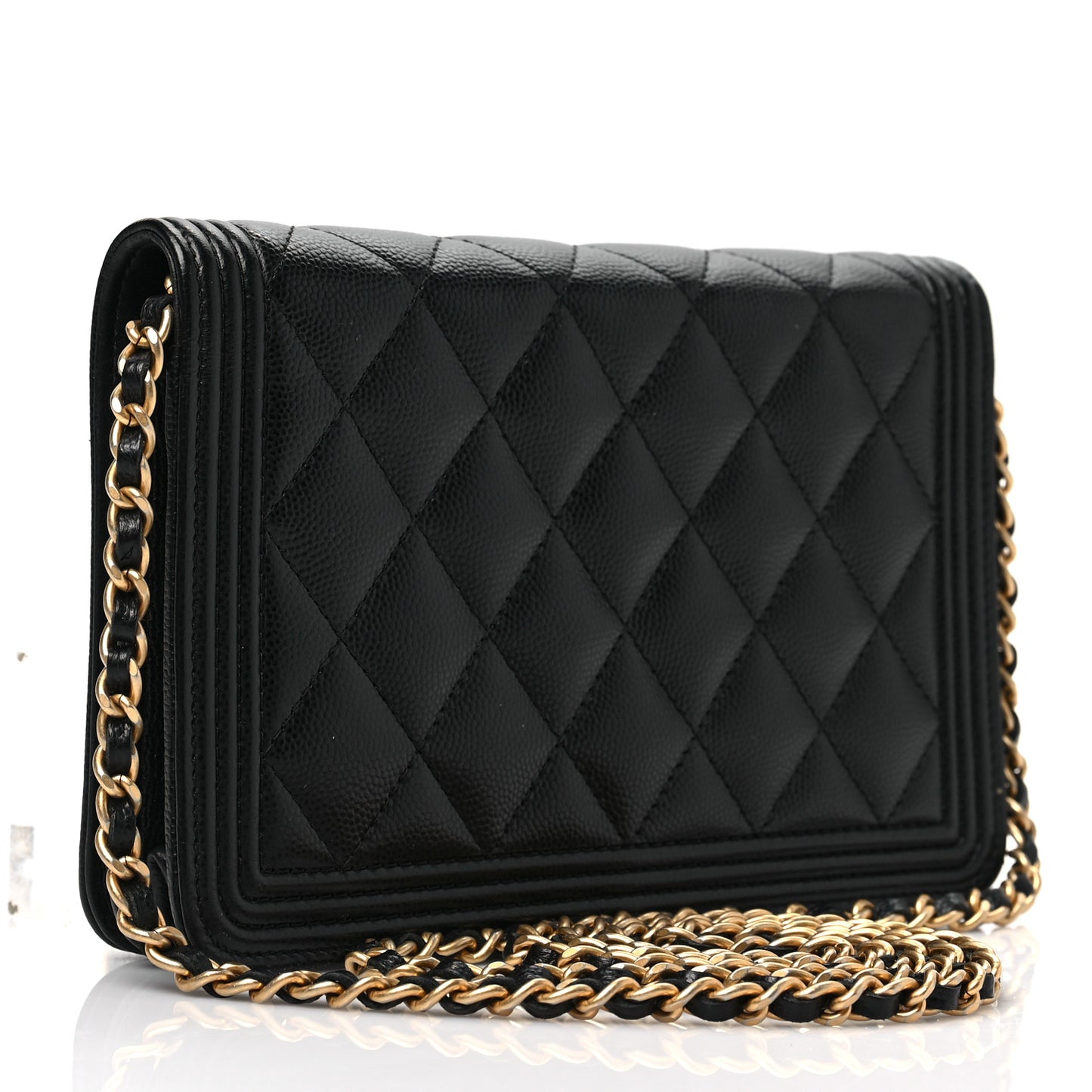 Caviar Quilted Boy Wallet On Chain WOC Black