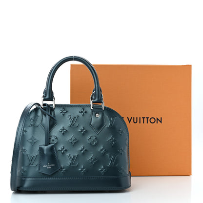 Louis Vuitton Metallic Calfskin Debossed Monogram Alma BB Steel Blue 10 of 10