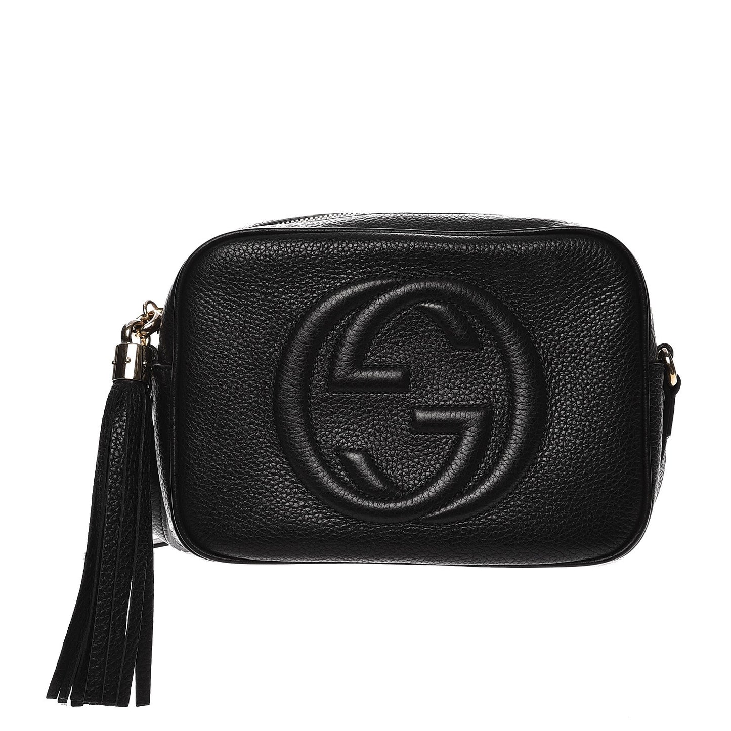 Pebbled Calfskin Small Soho Disco Bag Black