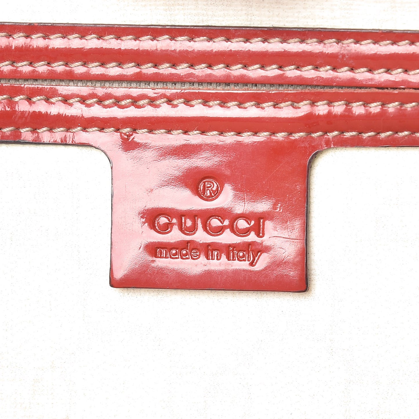 GG Plus Monogram Tattoo Heart Medium Joy Tote Off White Red