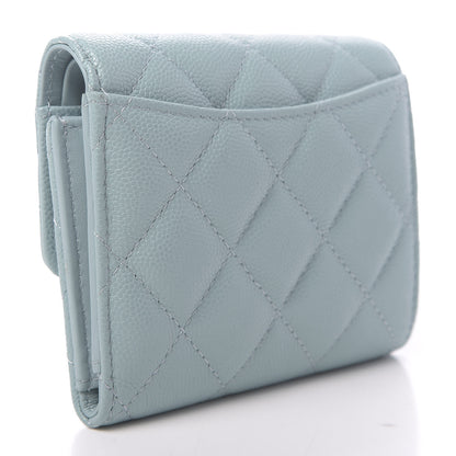 Chanel Caviar Quilted Compact Flap Wallet Light Blue 3 of 8