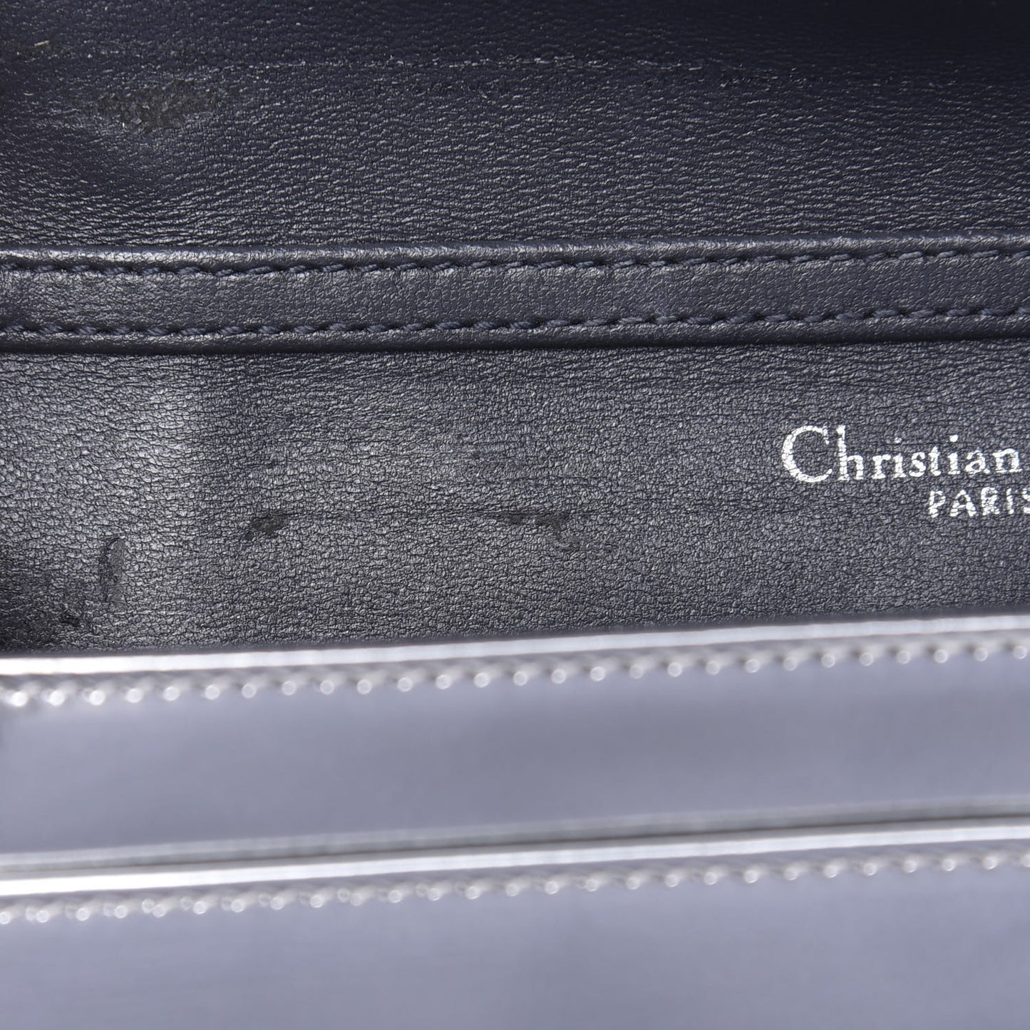Metallic Patent Micro-Cannage Diorama Wallet on Chain Pouch Silver