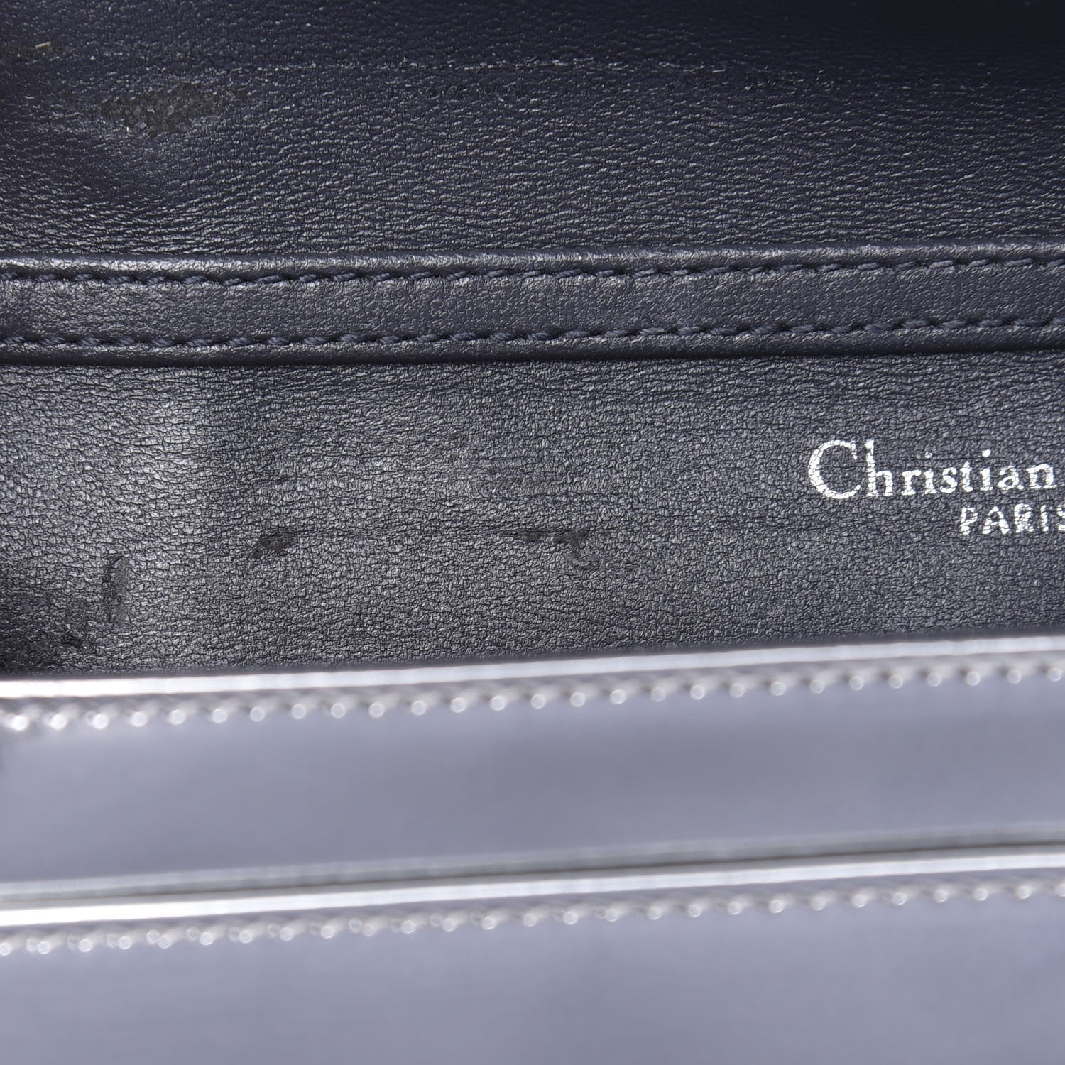 Christian Dior Metallic Patent Micro-Cannage Diorama Wallet on Chain Pouch Silver 11 of 16
