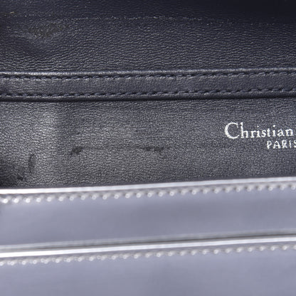 Christian Dior Metallic Patent Micro-Cannage Diorama Wallet on Chain Pouch Silver 11 of 16