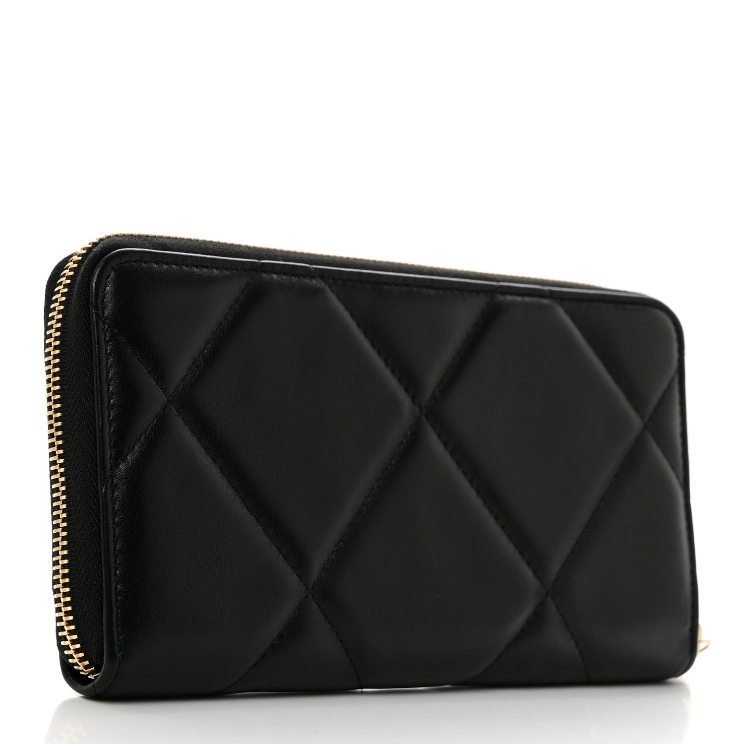 Chanel Lambskin Quilted 19 Long Zipped Around Wallet Black 3 of 9