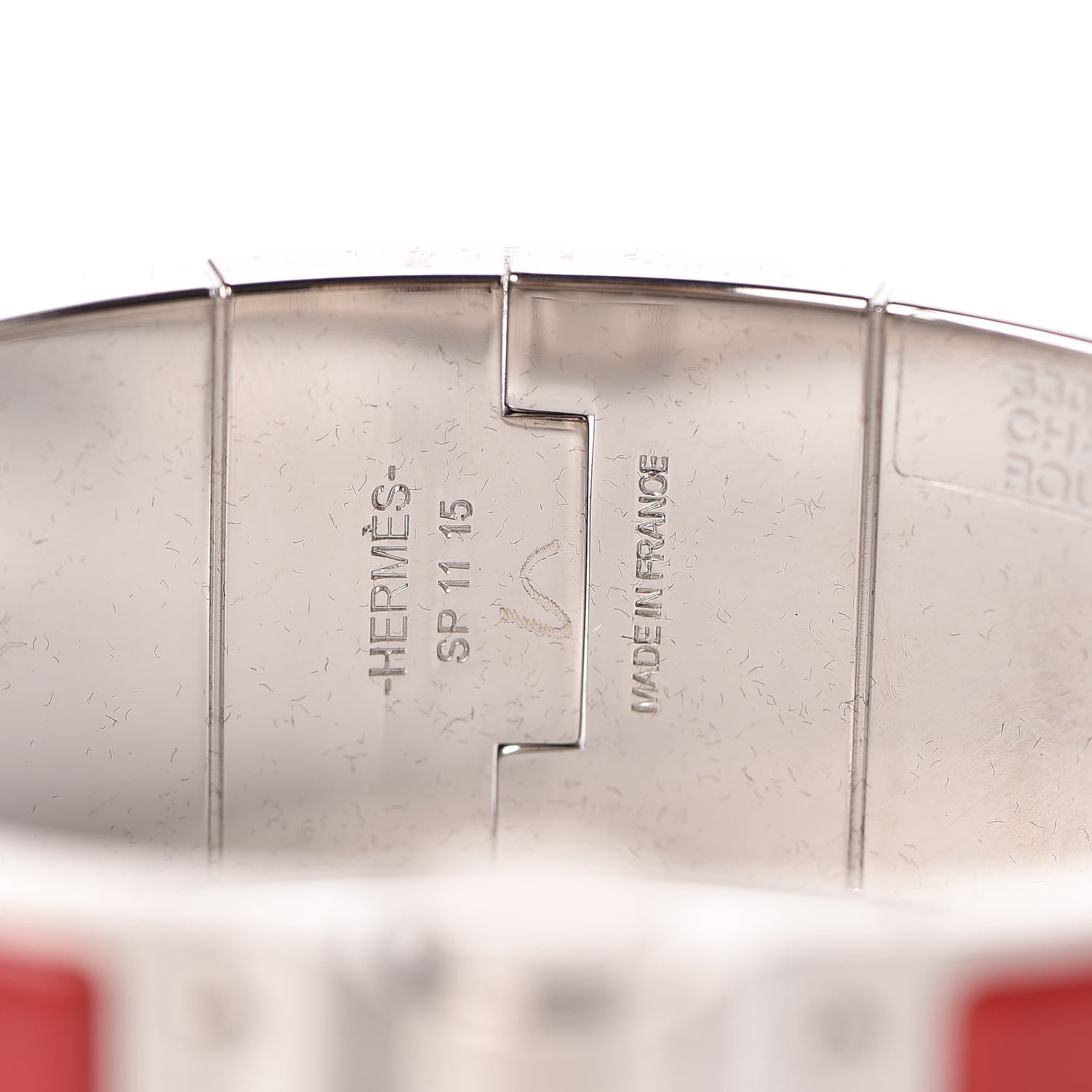 Hermes Enamel Charniere Uni Wide Hinged Bracelet S Rouge Amarante 4 of 5