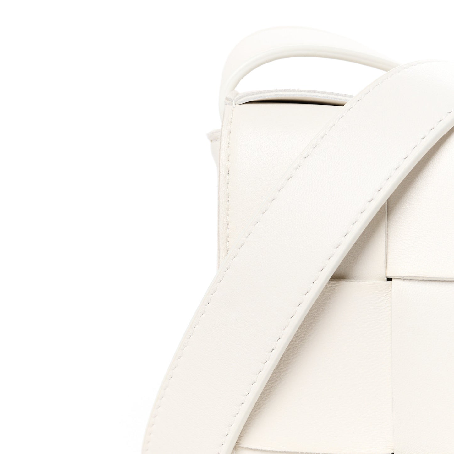 Lambskin Maxi Intrecciato Cassette Crossbody Bag White