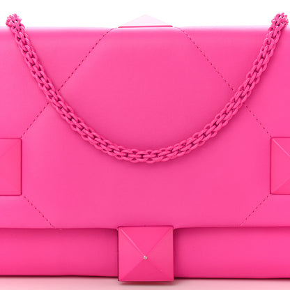 Valentino Garavani Nappa Lacquer Monochrome Roman Stud Wallet On Chain Pink PP 7 of 11