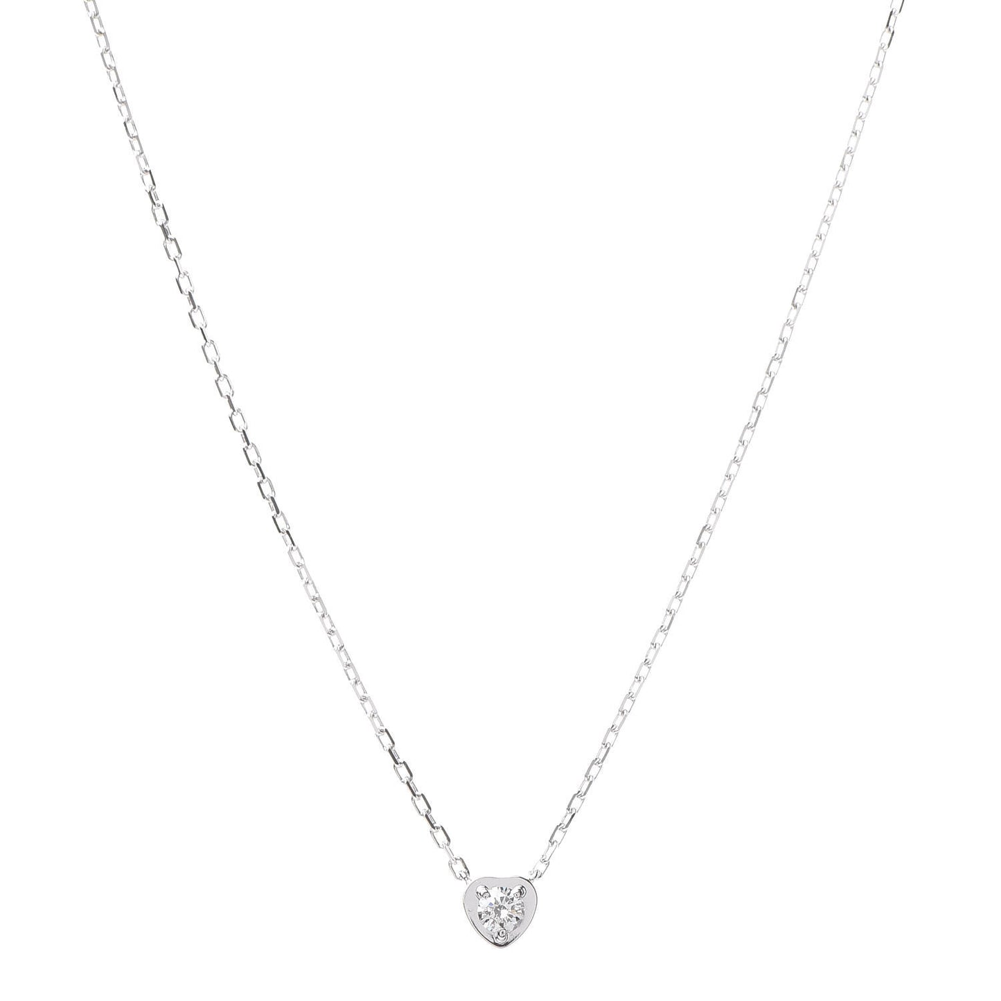 18K White Gold Diamond D'Amour Heart Pendant Necklace