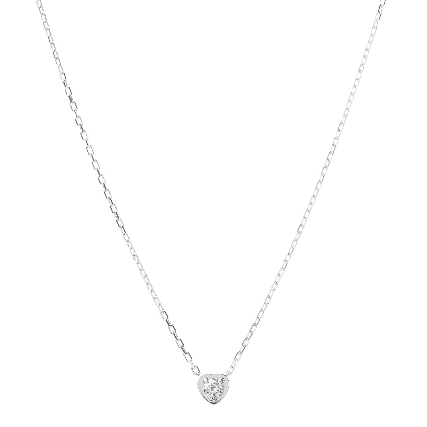 Cartier 18K White Gold Diamond D'Amour Heart Pendant Necklace 1 of 6