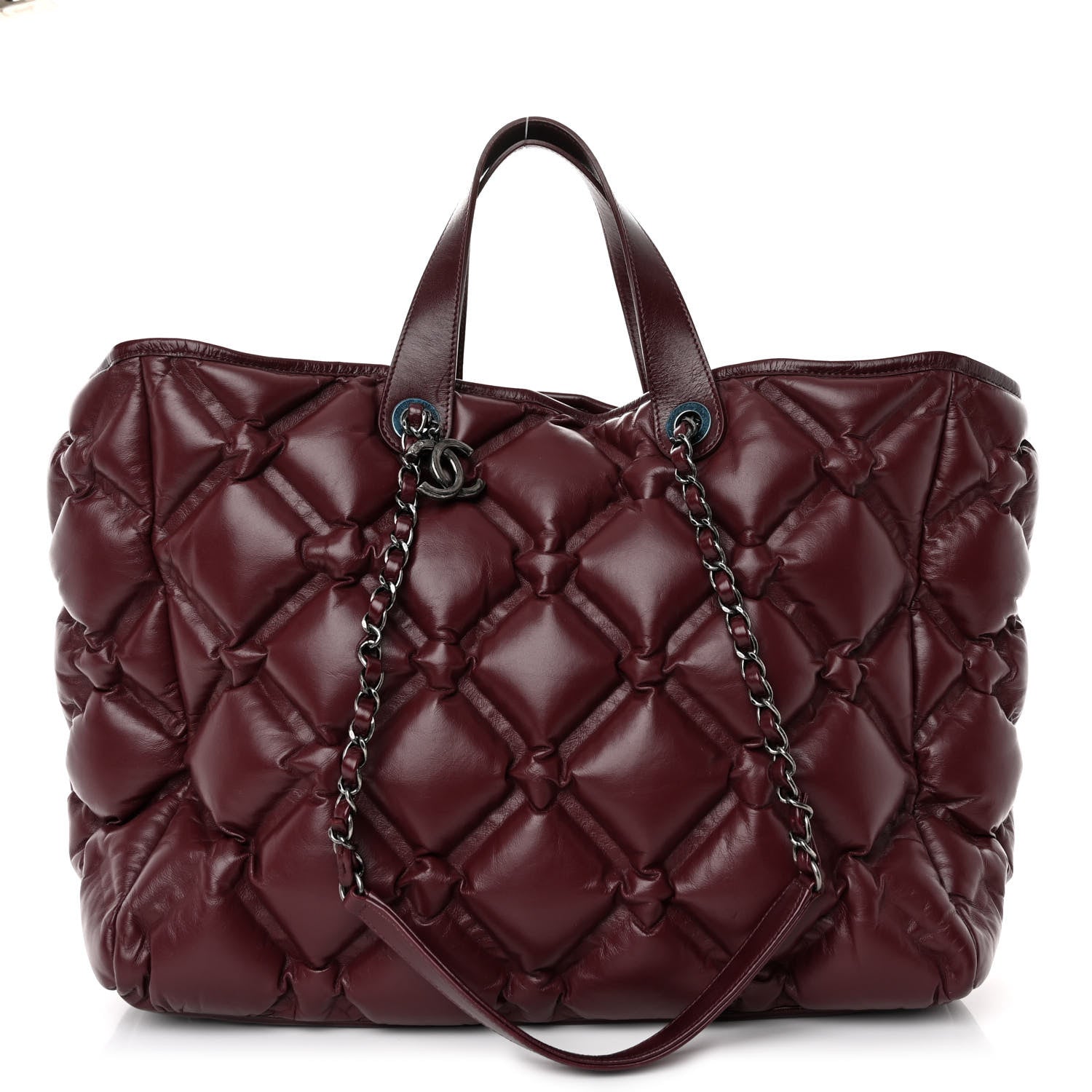 Chanel Calfskin Quilted Large Chesterfield Tote Burgundy 1 of 9
