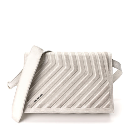 Balenciaga Distressed Grained Calfskin Embossed Car Flap Bag White 1 of 9