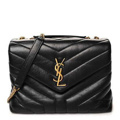 Saint Laurent Calfskin Y Quilted Monogram Small Loulou Chain Satchel Black 1 of 11