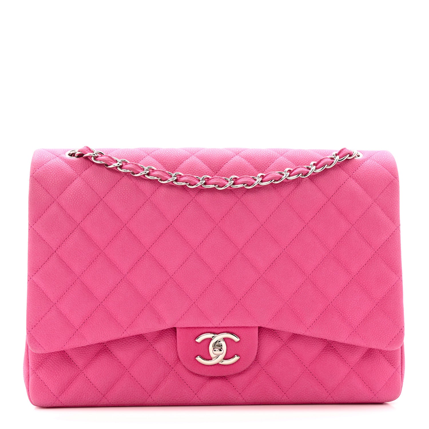 Chanel Iridescent Caviar Quilted Maxi Double Flap Hot Pink 1 of 13