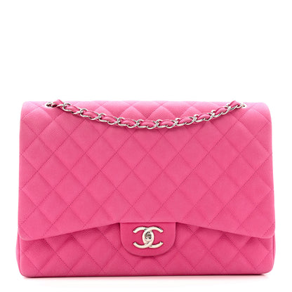 Chanel Iridescent Caviar Quilted Maxi Double Flap Hot Pink 1 of 13