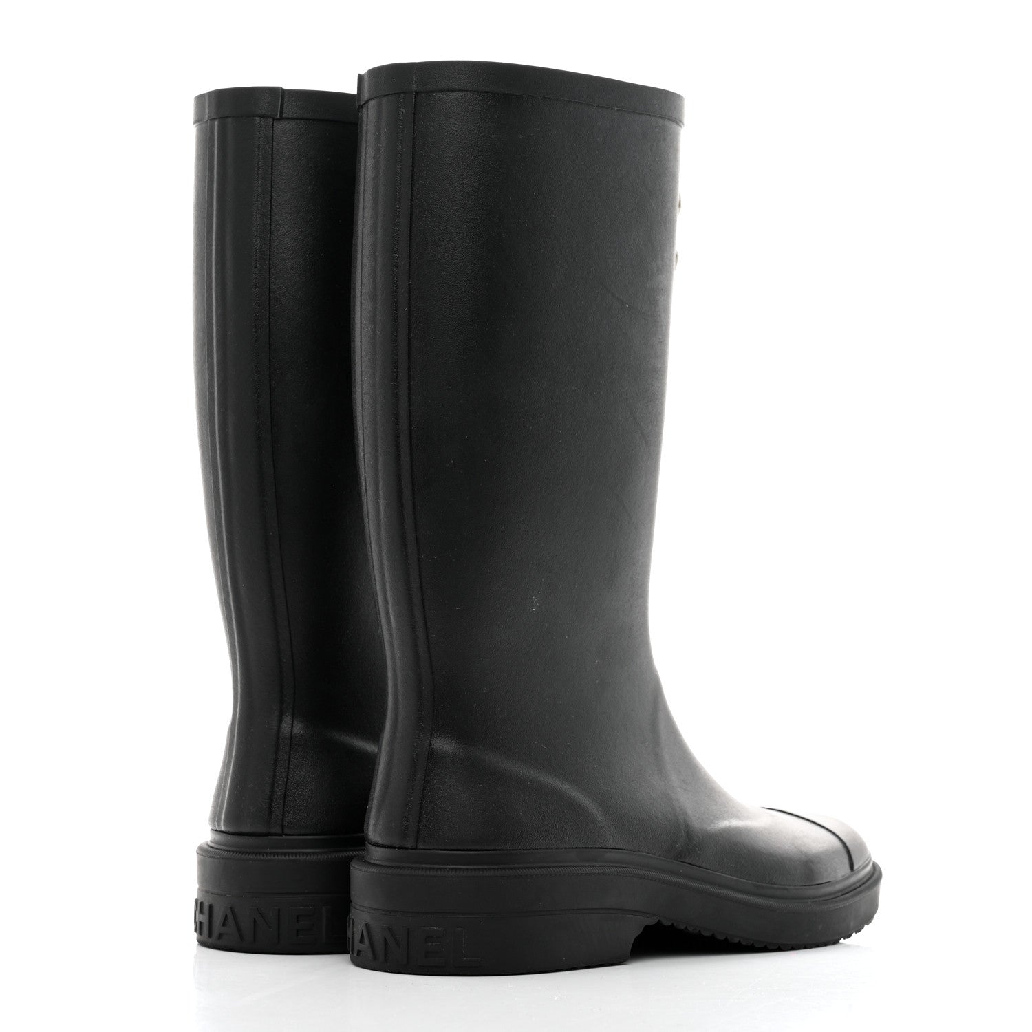 Chanel Caoutchouk CC High Boots 38 Black 4 of 8