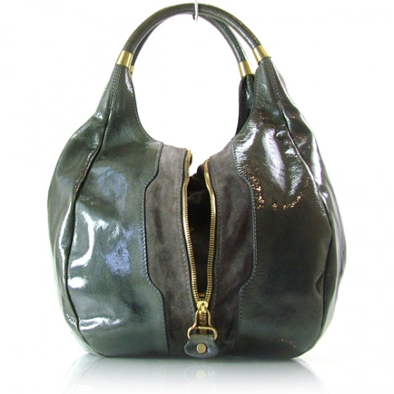 Jimmy Choo Patent Suede Mandah Tote Grey 1 of 9
