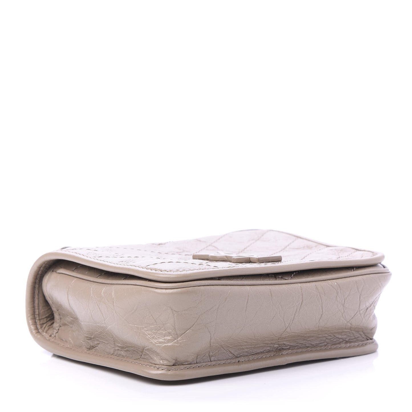 Crinkled Calfskin Matelasse Monogram Niki Chain Wallet Dusty Grey