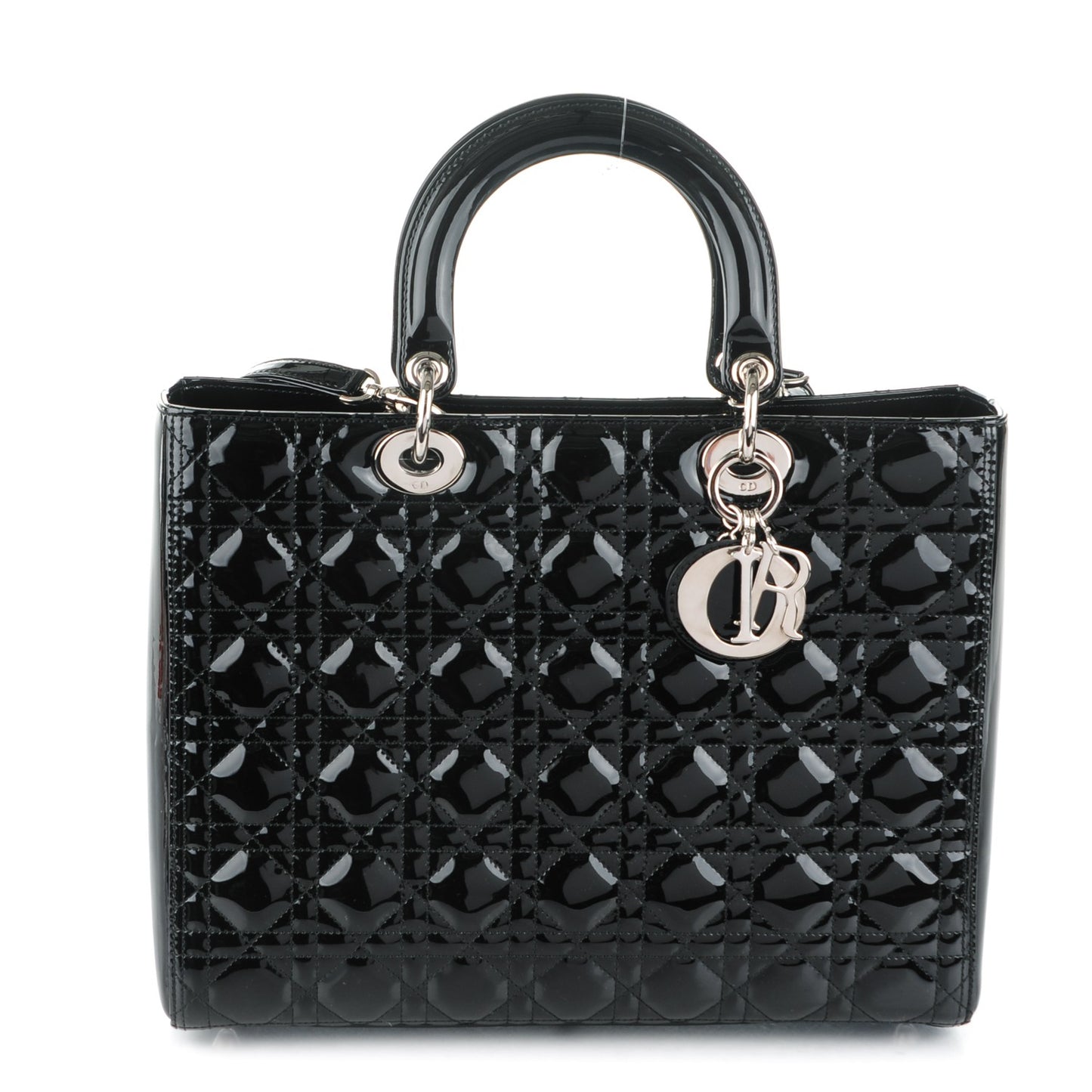 Patent Cannage Large Lady Dior Black