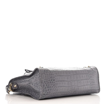 Balenciaga Calfskin Crocodile Embossed Giant 12 Gold Hardware City Gris Beton 4 of 7