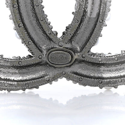Chanel Crystal Pearl Caviar CC Brooch Silver 4 of 5