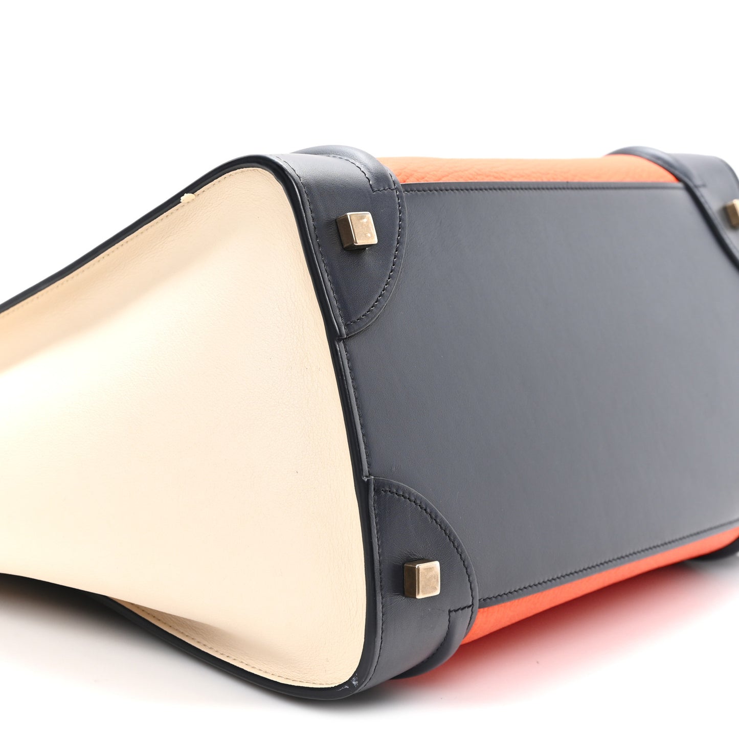 Elephant Calfskin Mini Tri-Color Luggage Bright Orange