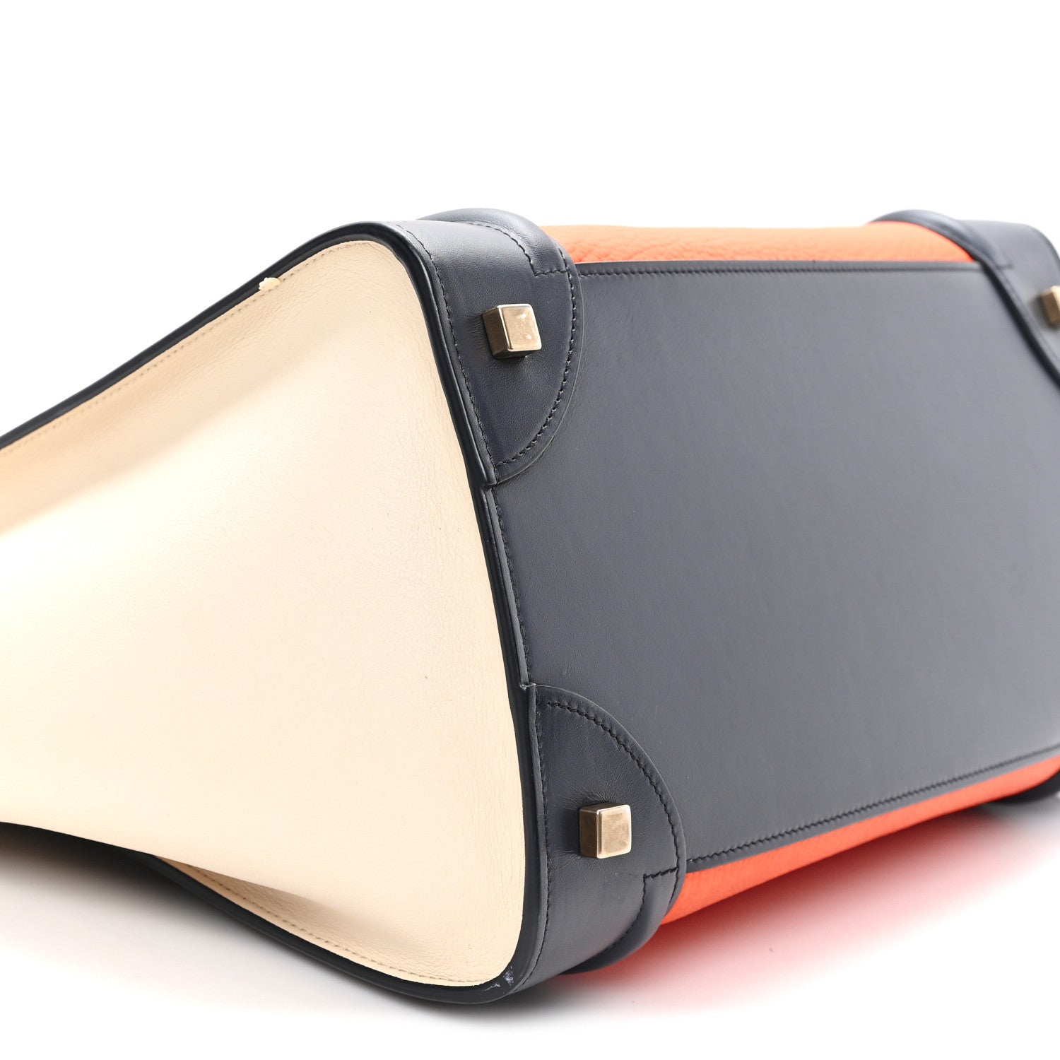 Celine Elephant Calfskin Mini Tri-Color Luggage Bright Orange 8 of 10