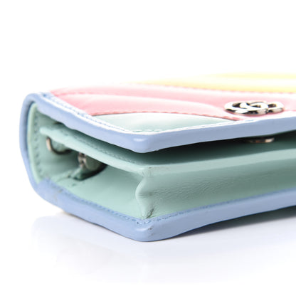 Gucci Calfskin Matelasse Diagonal GG Marmont Mini Wallet On Chain Multicolor Pastel 7 of 9