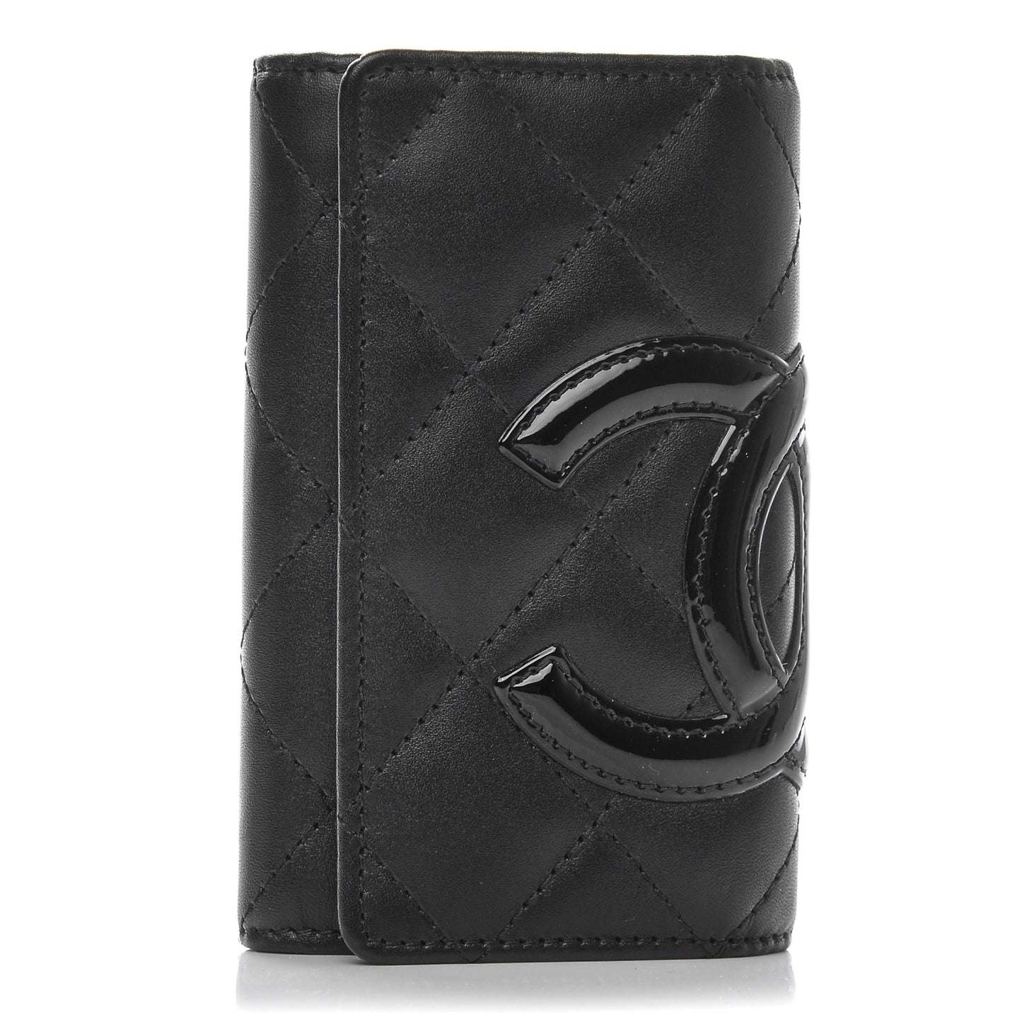 Calfskin Quilted Cambon 6 Key Holder Black