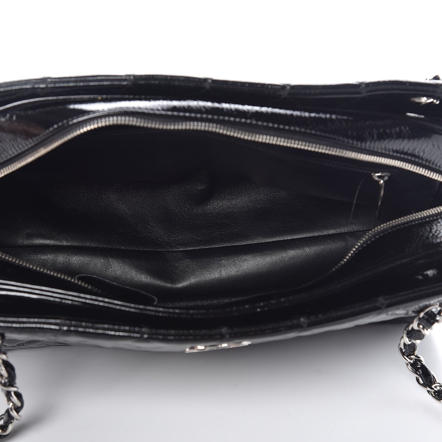 Patent Quilted Tote Black